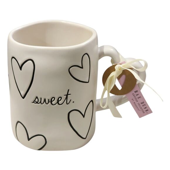 Rae Dunn Sweet Hearts Ivory‎ Ceramic Coffee Mug 16oz Double Sided Design - Picture 7 of 10